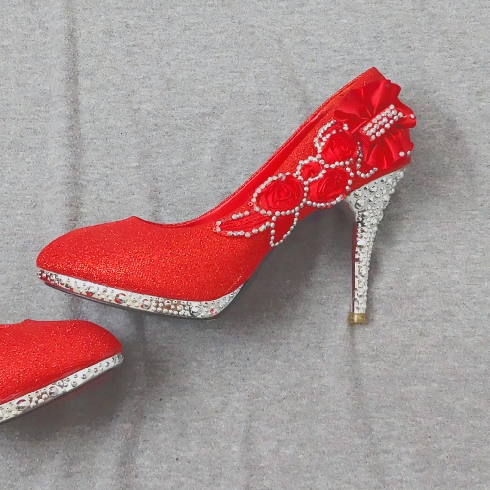 Super Sexy Red Sparkly High Heels * Size 40 ๐ - Picture 3 of 9